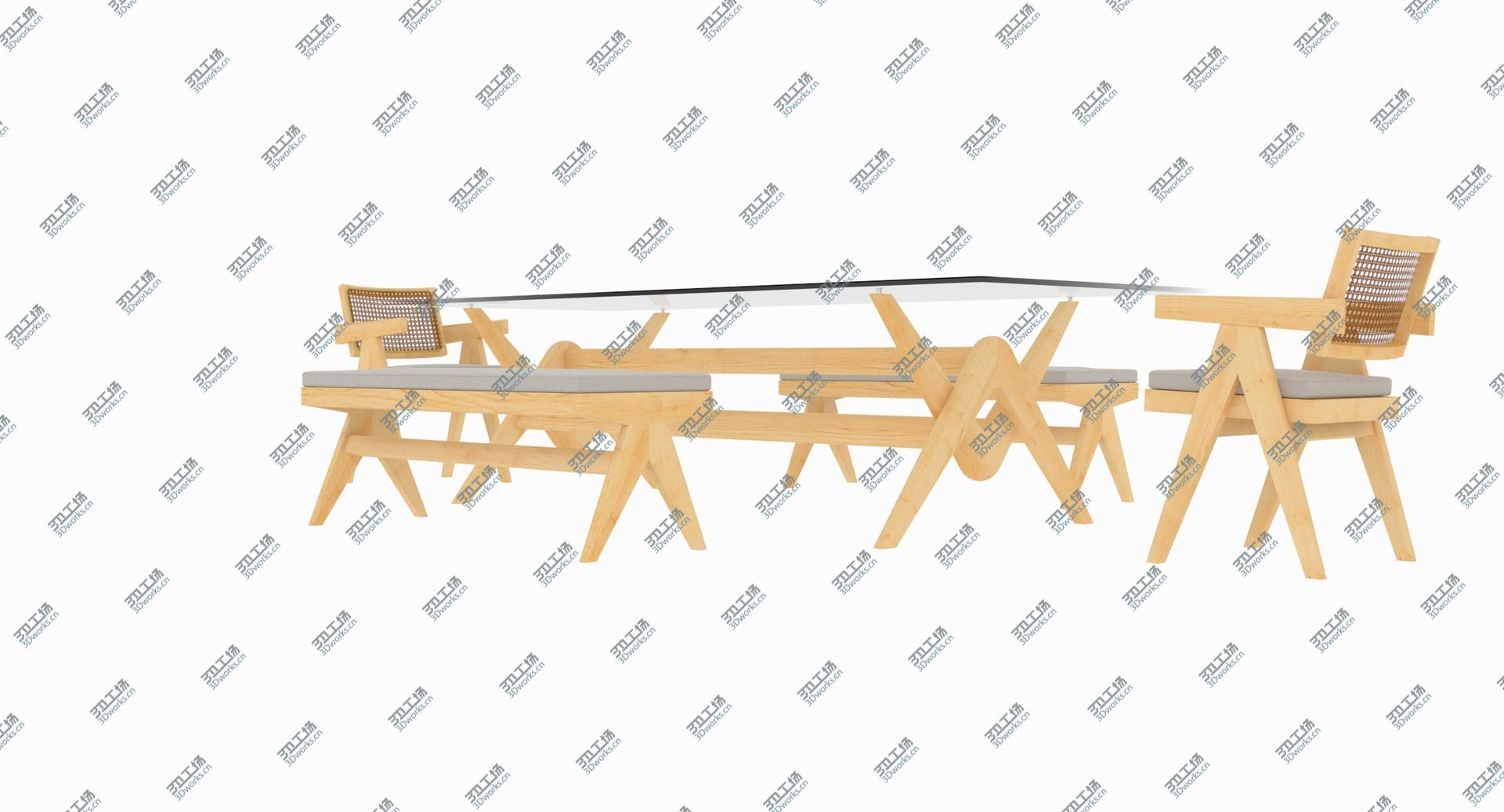images/goods_img/202105073/3D Cassina Jeanneret Capitol Complex Glass Table with Office Chair and Clear Bench Set/3.jpg